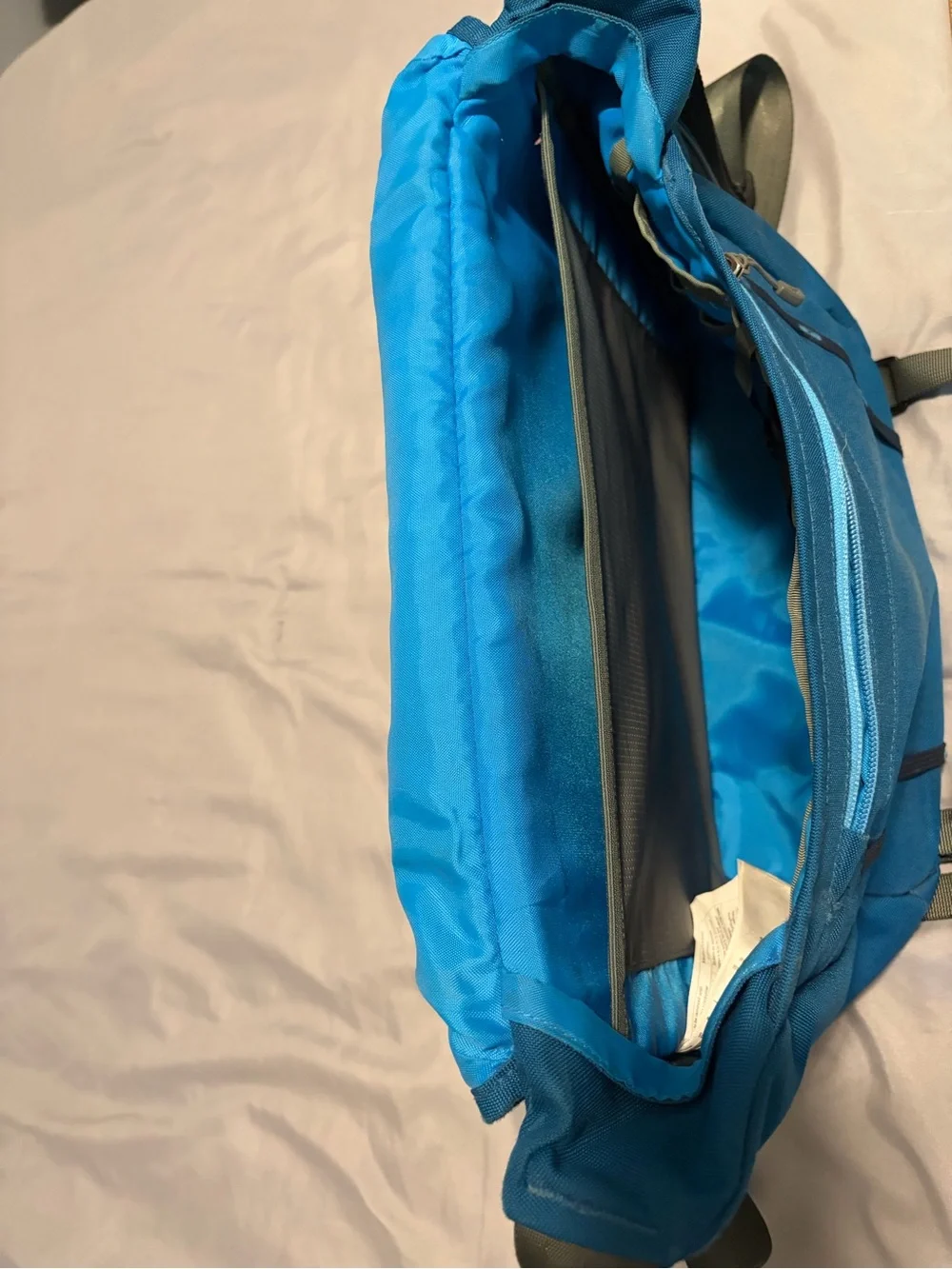 Patagonia Blue Teal Messenger Bag with Gray Straps
